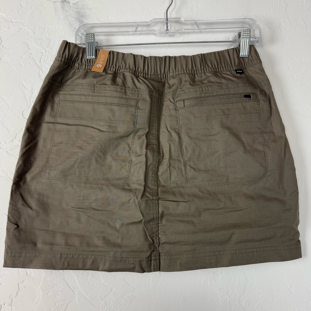 Prana Skirt Skort Double Peak Mud Solid Brown Dark Pull On Lined Workout Stretch - Picture 2 of 7